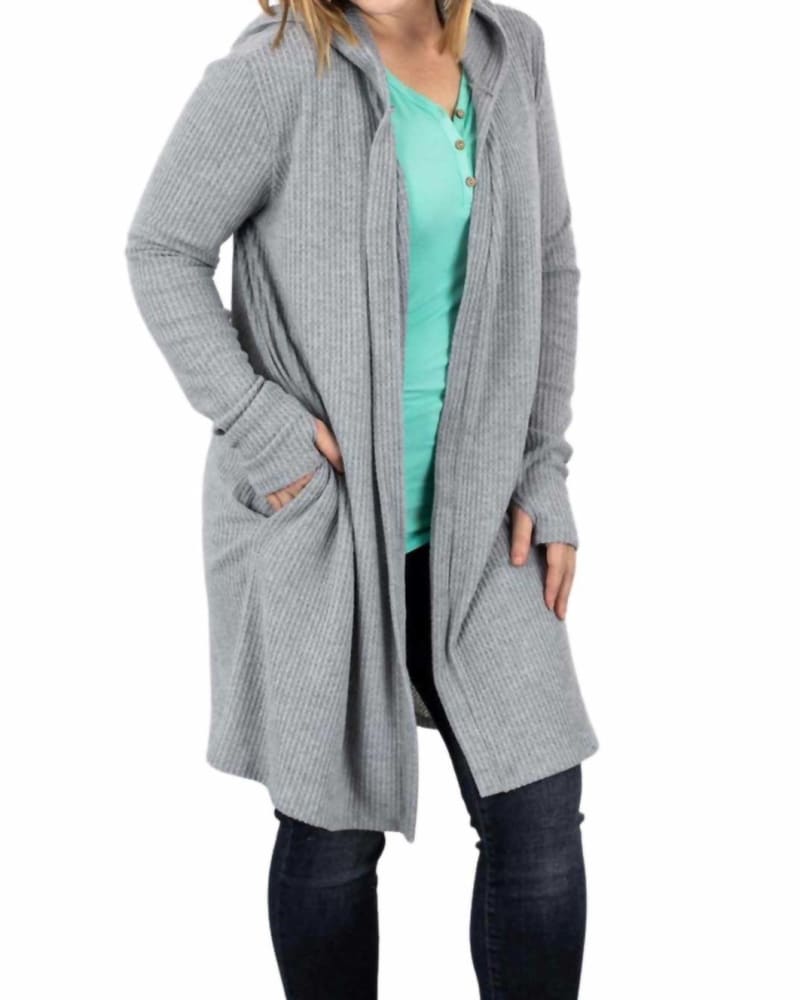 Waffle hooded cardigan online